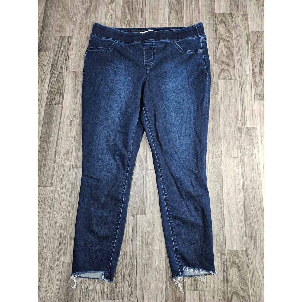 Old Navy Rockstar Jeggings Women 16 Dark Wash Raw Hem Pull On Stretch Denim
